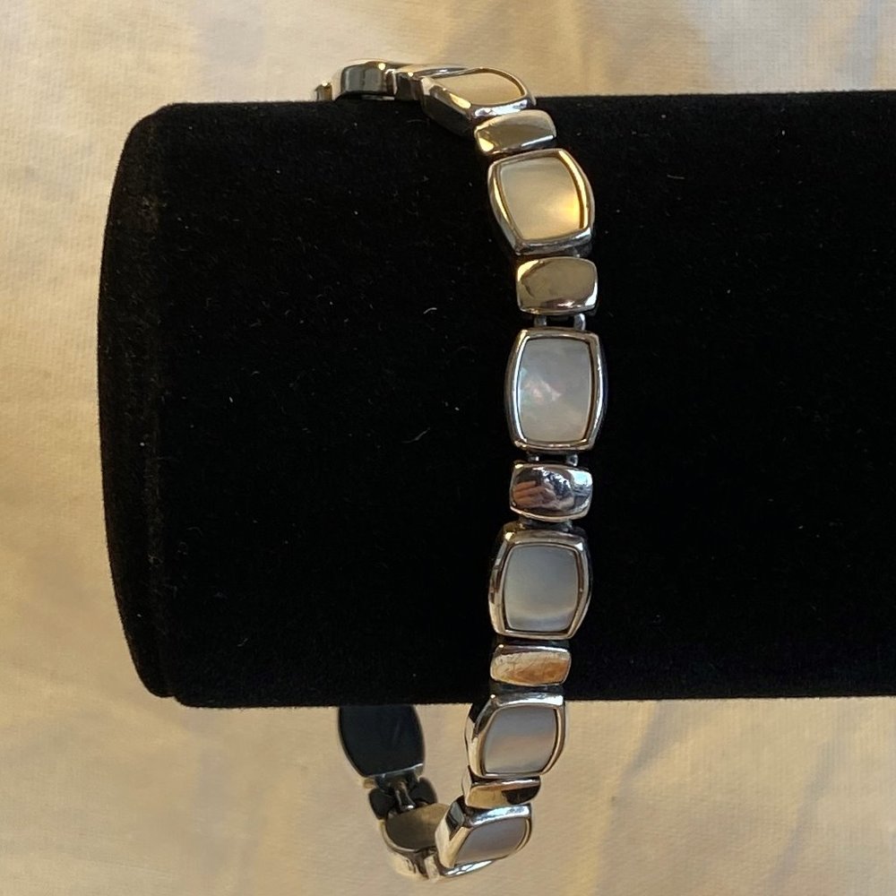 Vintage Liz Claiborne Silver Tone & MOP Bracelet